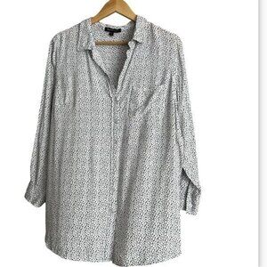 velvet heart white button down shirt with black polka dots size 1X